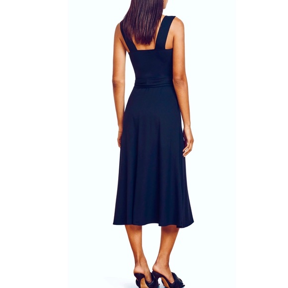 NEW REFORMATION DARK BLUE TIE BACK MIDI DRESS - Picture 5 of 8